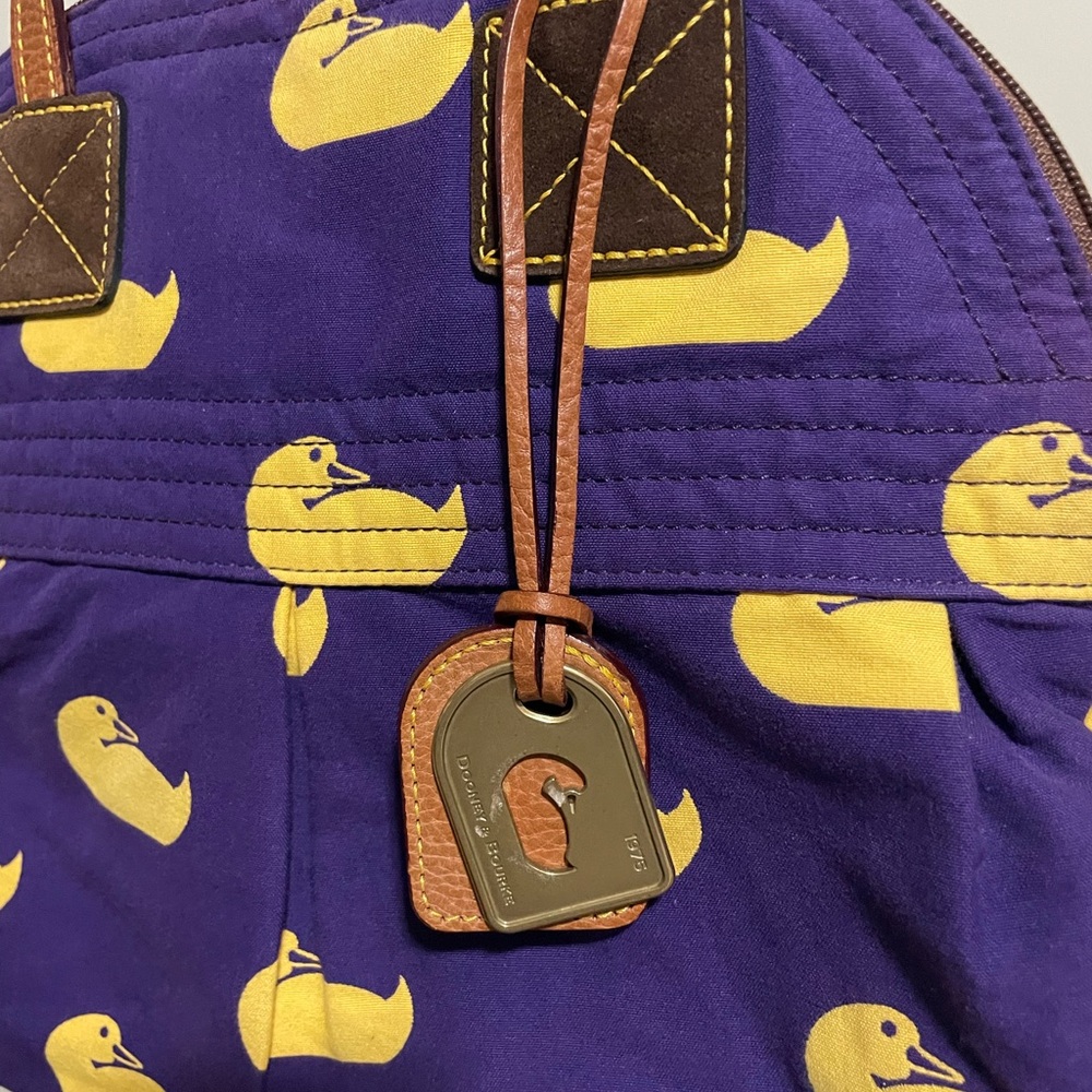Dooney & Bourke Purple and Yellow Duck Print Shoulder Bag - Picture 2 of 11